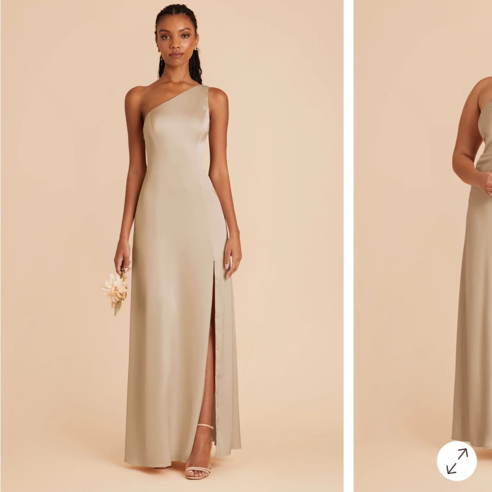 Birdy Grey One-Shoulder Neutral Champagne Dress
